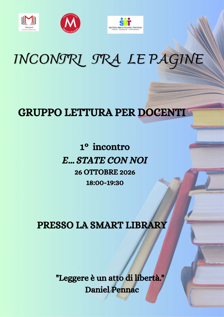 Locandina dell’incontro “E… STATE con noi” del gruppo lettura Incontri tra le pagine
