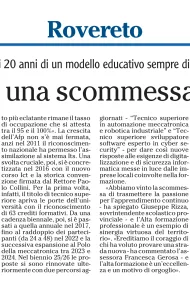 RassegnaStampa - lAdige 11.04.2026 25 Alta formazione una scommessa vinta