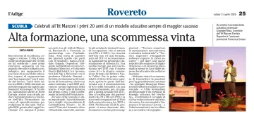 RassegnaStampa - lAdige 11.04.2026 25 Alta formazione una scommessa vinta