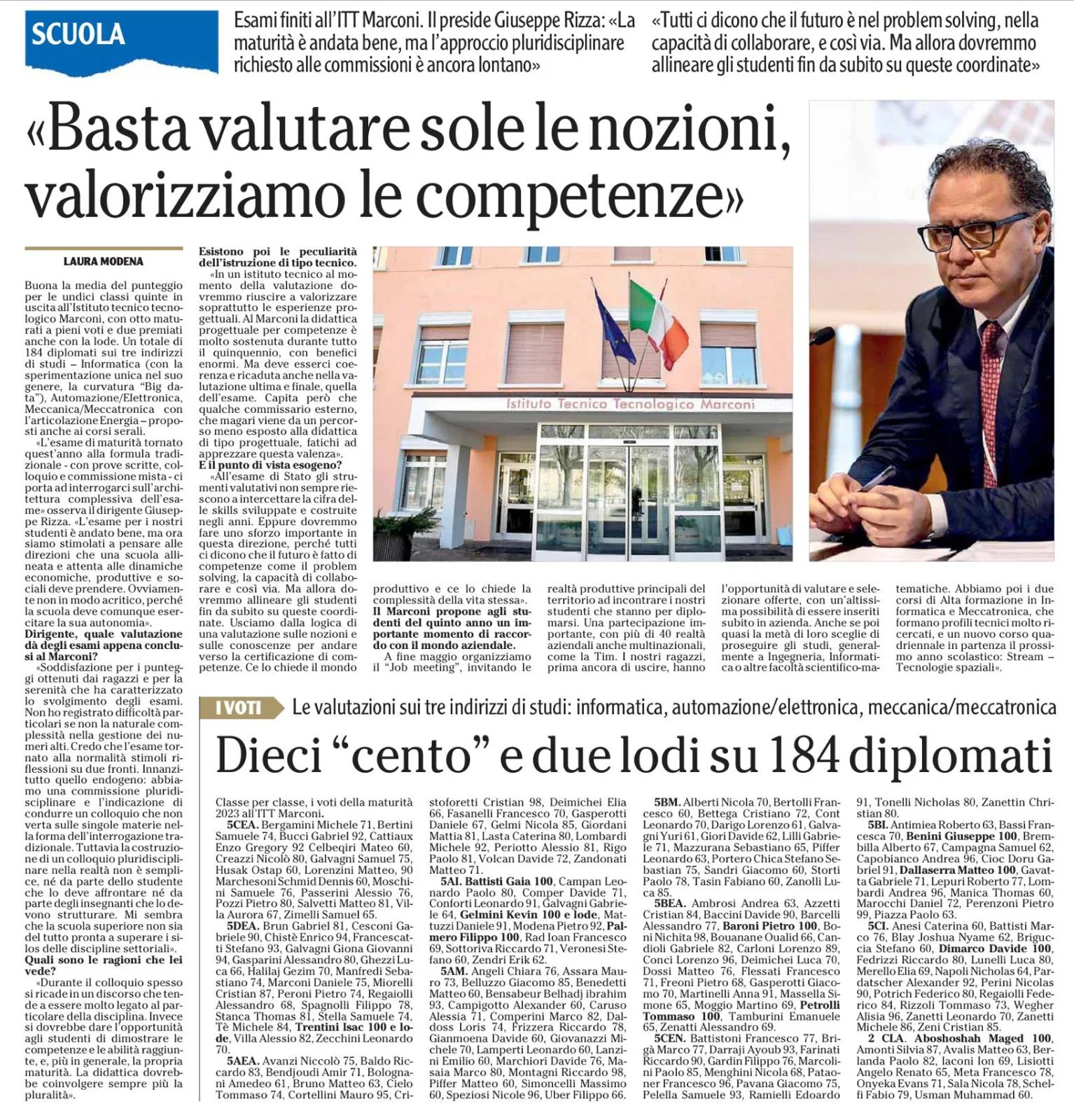 L’Adige: esiti e commenti all’esame di stato 2023